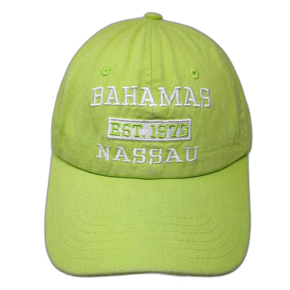 Luxe Baseball Cap Green One Size Bahamas Nassau Est 1973 Hat Slideback Cotton